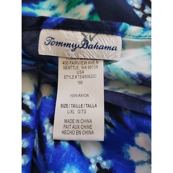 Tommy Bahama Blue Tie Dye Seashell Beachy Scarf Dress Coverup Women's L XL - Picture 11 of 11
